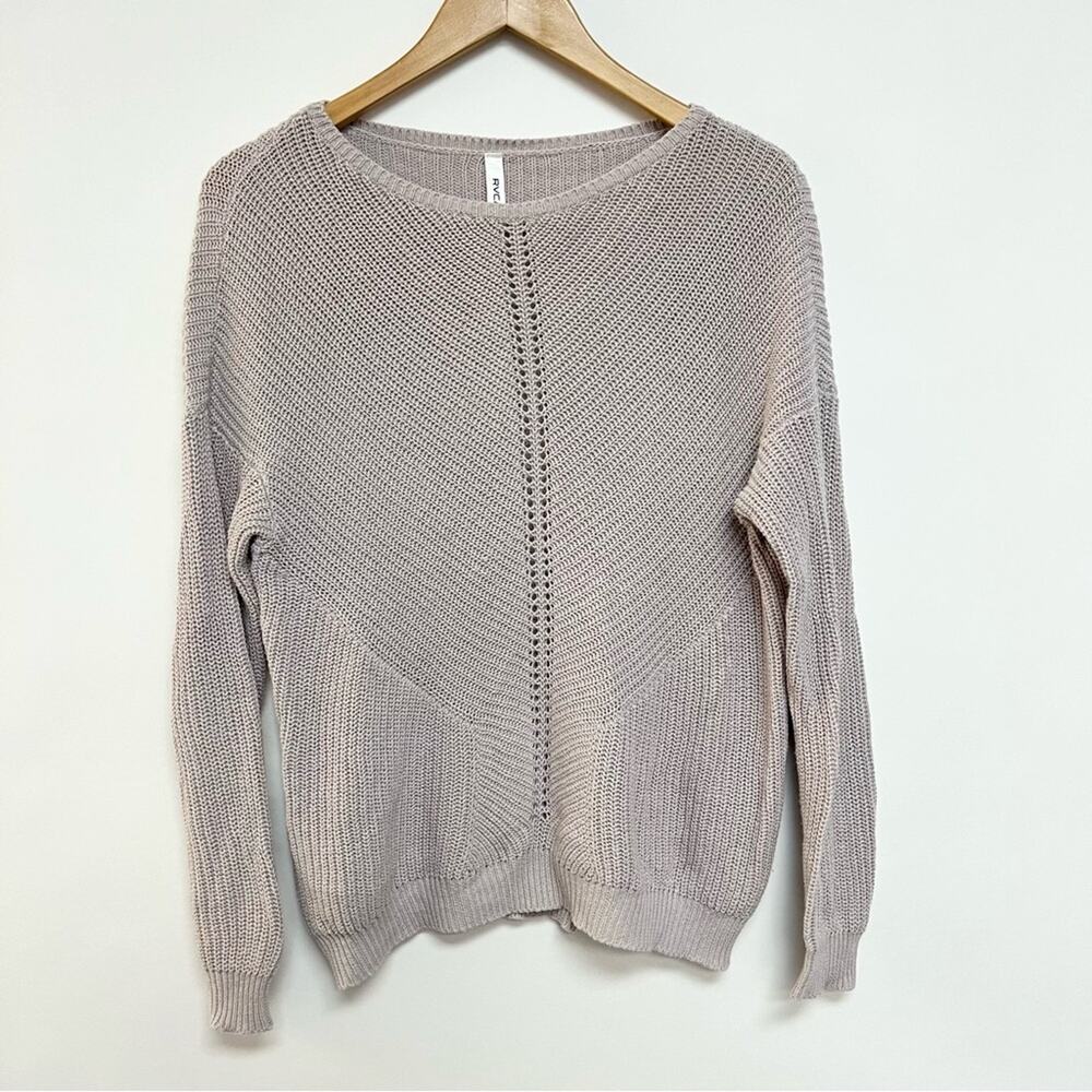 RVCA Women's Slate Grey Pullover Sweater Knit Loose Fit Soft Beige XS